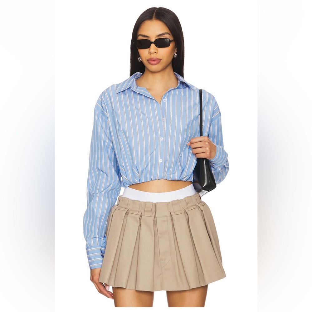 ALEXANDRA BLUE STRIPE CROP TOP S